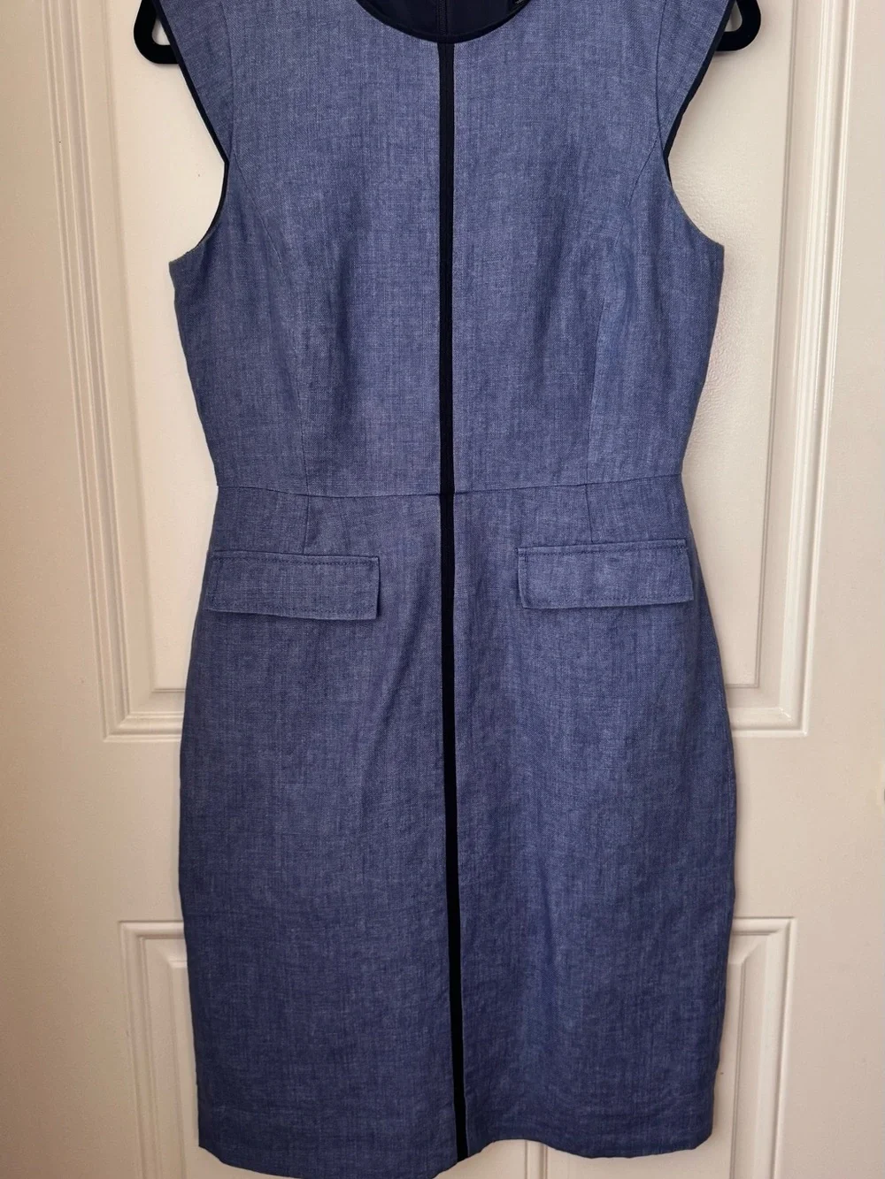 J. Crew Patch Pocket Sheath Dress in Tipped Linen